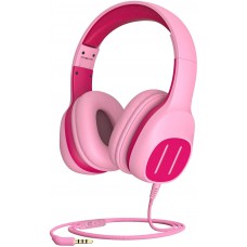 KVIDIO Kids Headphones with Mic, Foldable Wired Child Headphones with Safe Volume Limited 85dB/94dB and HD Sound Sharing Fundtion, Durable Pink Headsets for Girls,iPad,PC,Cellphone,Online Class